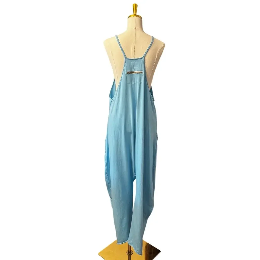 Free People FP Movement Hot Shot Jumpsuit Light Blue Size Large One Piece Boho